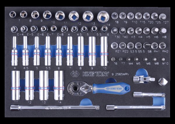 Bandeja EVAWAVE de vasos y accesorios 1/4" en métrico - 65 piezas