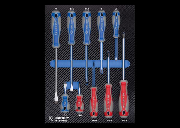 Bandeja EVAWAVE de destornilladores ranurados y PHILLIPS® - 10 piezas