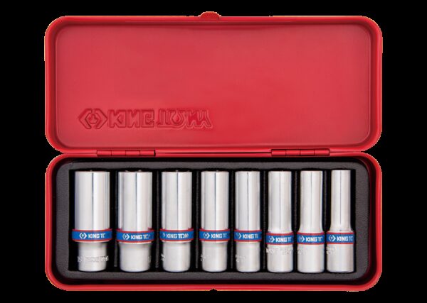 Caja de vasos largos métricos 3/8" - 8 piezas