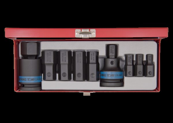 Caja de puntas hexagonales de impacto 3/4" con adaptadores- 11 piezas