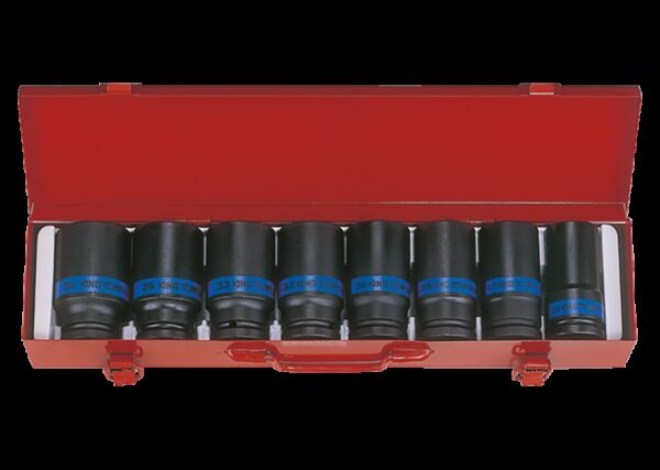 Caja de vasos largos de impacto 3/4" métricos - 8 piezas
