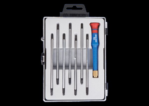 Caja de destornilladores de precisión con varillas reversibles - 8 piezas