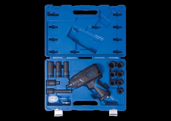 Cofre de llaves de impacto, vasos y accesorios de impacto - 15 piezas
