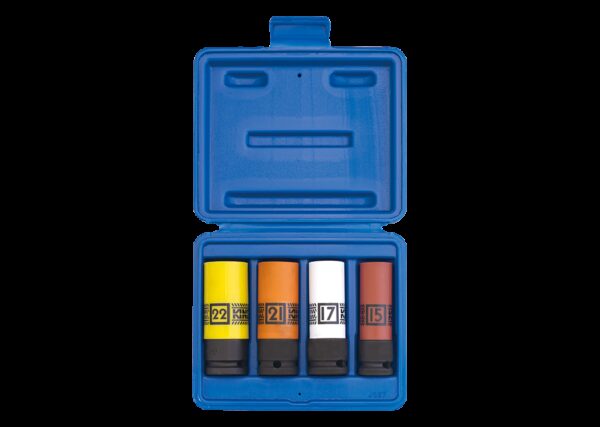 Juego de vasos de impacto especiales llantas de aluminio hexagonal 1/2"- 4 piezas